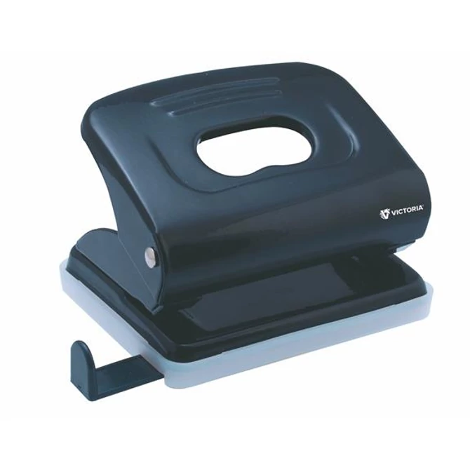 Lyukasztó, kétlyukú, 16 lap, fém, VICTORIA, fekete