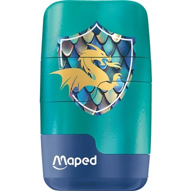 Hegyező és radír, kétlyukú, tartályos, pótradírral, MAPED 