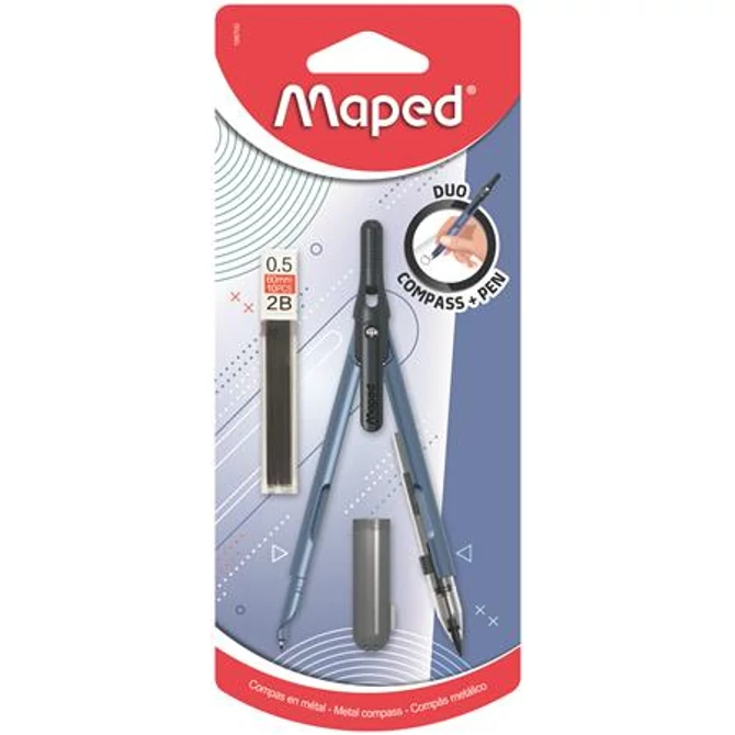 Körző, heggyel, 2in1, ceruzává alakítható, MAPED „Compass Pen”, vegyes színek