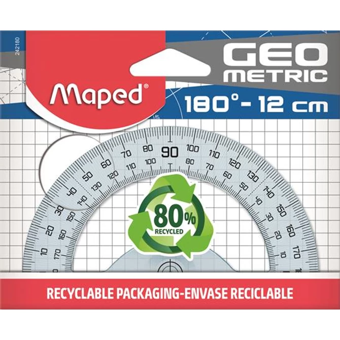 Szögmérő, műanyag, 180°, MAPED 