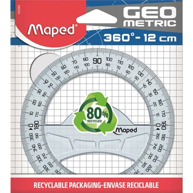 Szögmérő, műanyag, 360°, MAPED 