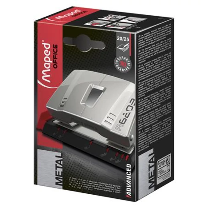Lyukasztó, kétlyukú, 25 lap, fém, MAPED 
