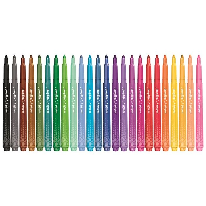 Filctoll készlet, 3,7 mm, kimosható, MAPED „Color`Peps Long Life 2”, 24 különböző szín