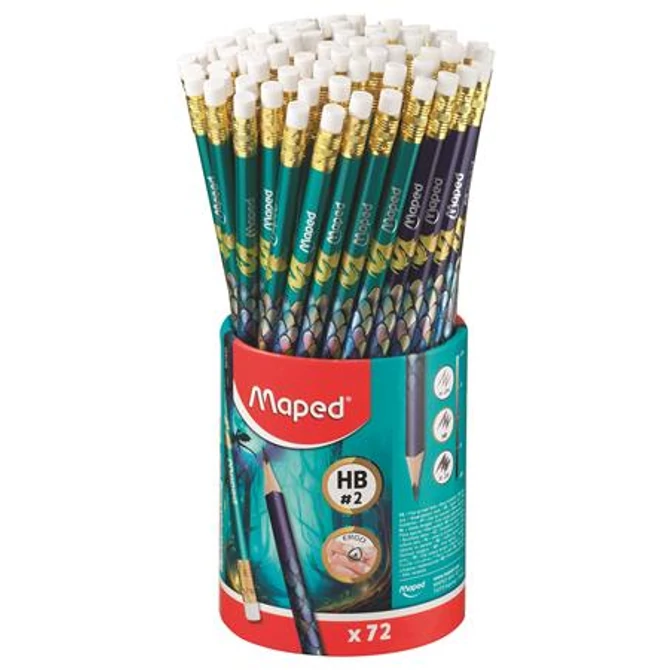 Grafitceruza radírral, ceruzatartó, HB, háromszögletű, MAPED 