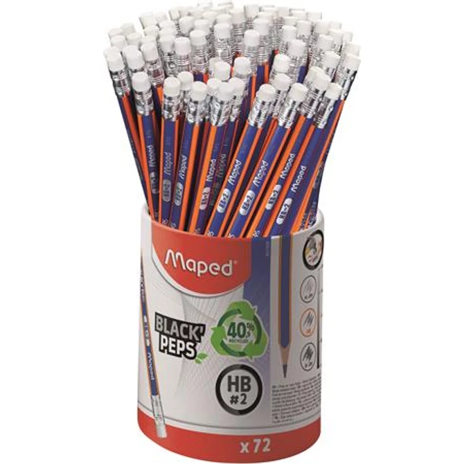Grafitceruza radírral ceruzatartó, HB, háromszögletű, MAPED 