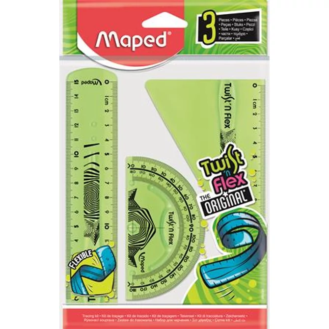 Vonalzókészlet, műanyag, törhetetlen, 3 darabos, MAPED 