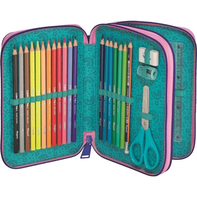 Tolltartó, töltött, 2 emeletes, cipzáras, MAPED, unikornis