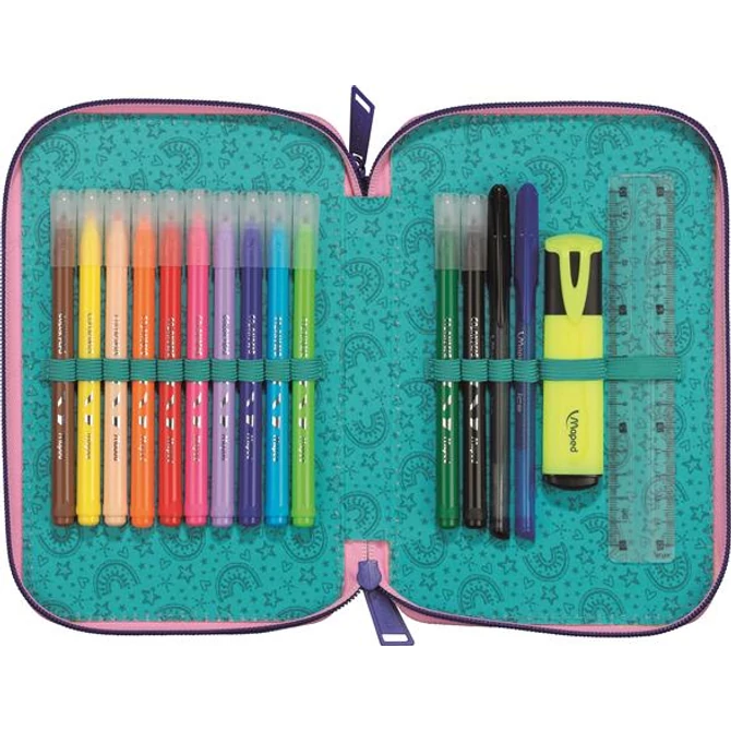 Tolltartó, töltött, 2 emeletes, cipzáras, MAPED, unikornis