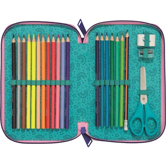 Tolltartó, töltött, 2 emeletes, cipzáras, MAPED, unikornis