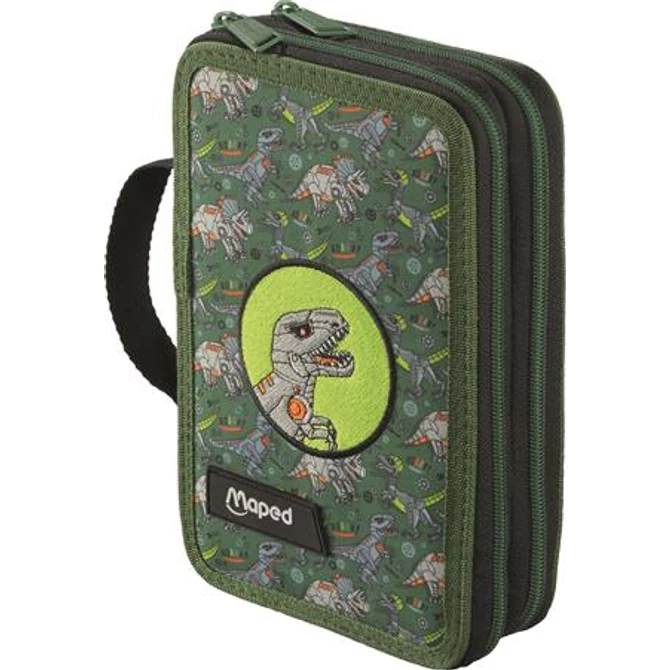 Tolltartó, töltött, 2 emeletes, cipzáras, MAPED, dinoszaurusz