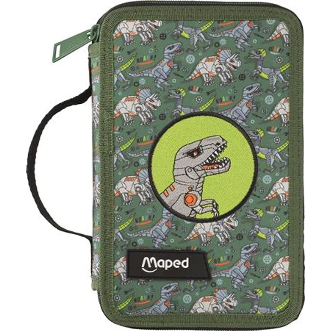 Tolltartó, töltött, 2 emeletes, cipzáras, MAPED, dinoszaurusz