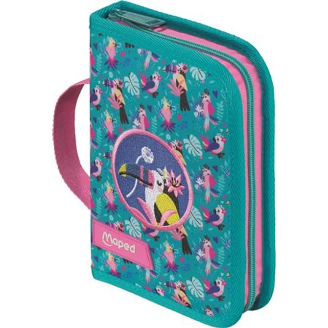 Tolltartó, töltött, klapnis, cipzáras, MAPED, trópusi