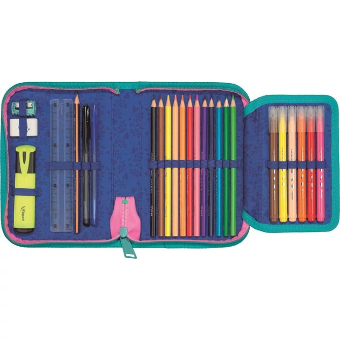 Tolltartó, töltött, klapnis, cipzáras, MAPED, trópusi