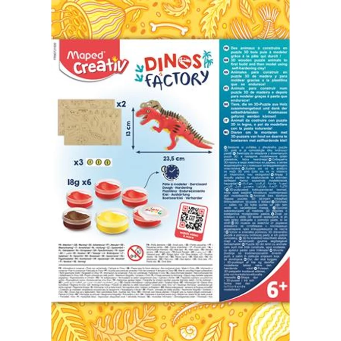 Dínó készítő modellező gyurma készlet, MAPED CREATIV 