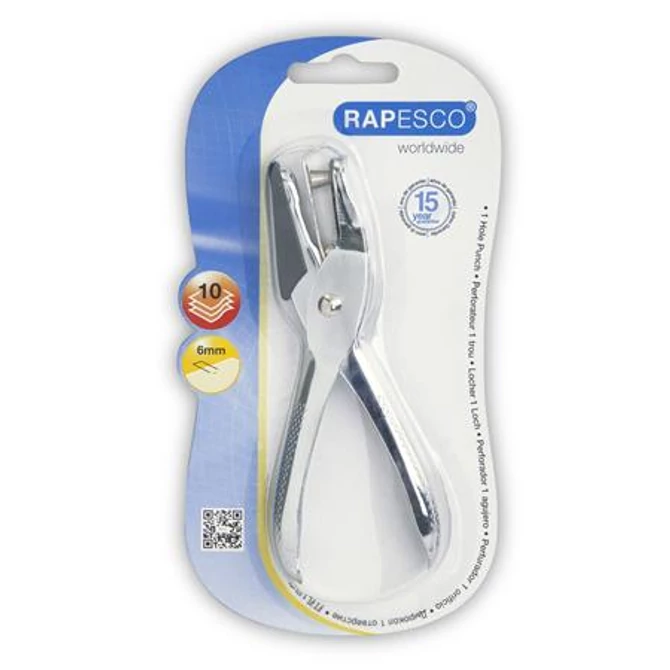 Lyukasztó, egylyukú, 10 lap, fém, RAPESCO 