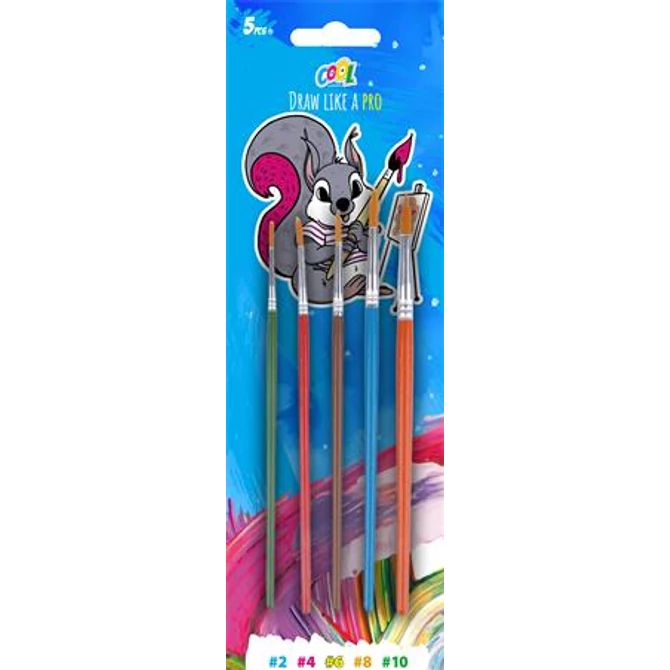 Ecsetkészlet, no. 2-4-6-8-10, fa, COOL by VICTORIA, festett nyelű