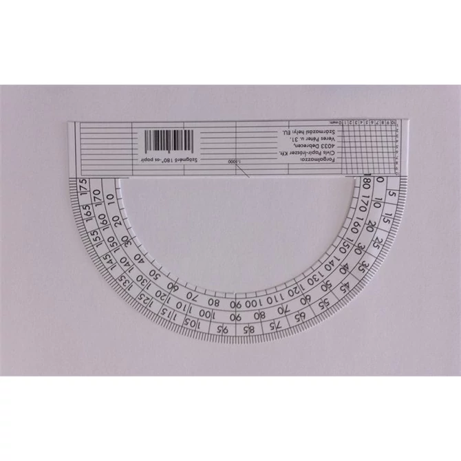 Szögmérő, papír, 180 fokos, 100db/cs