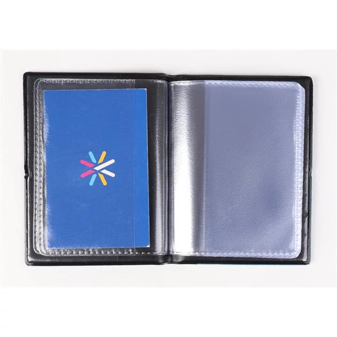 Igazolványtartó, álló, 16 betét lappal, PVC, 