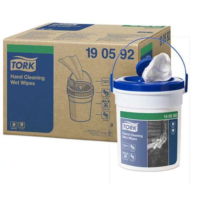 Kéztisztító törlőkendő, nedves, 1 rétegű, 4db/karton, 58 lap, W14 rendszer, TORK, fehér