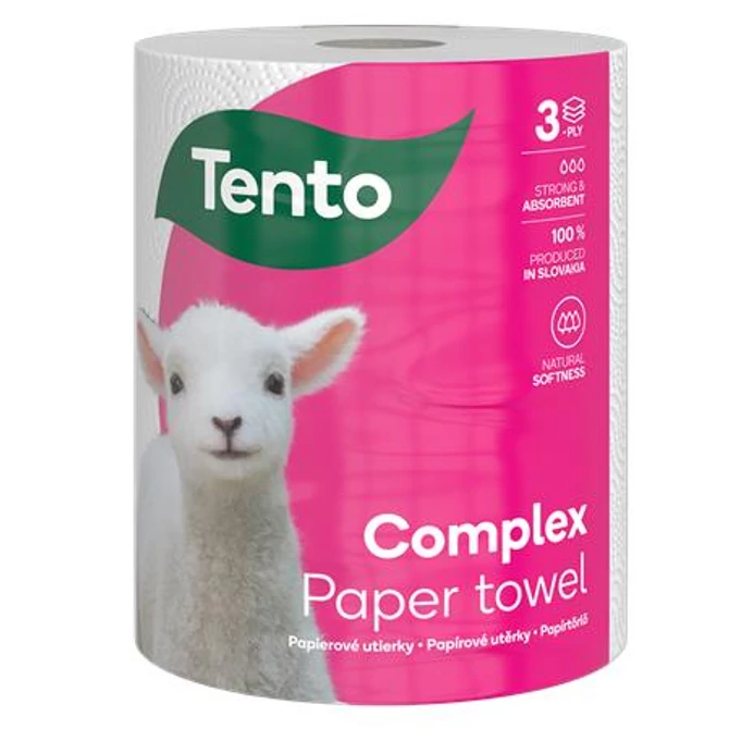 Háztartási papírtörlő, tekercses, 3 rétegű, 220 lap, TENTO 