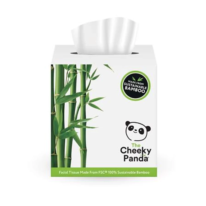 Kozmetikai kendő, bambusz, 3 rétegű, 56 lap, CHEEKY PANDA, fehér