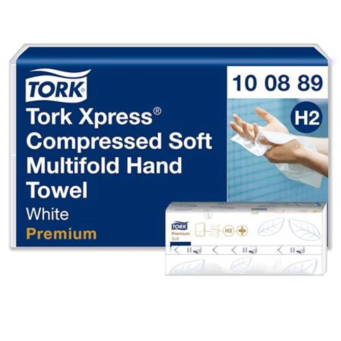 Kéztörlő, tömörített, Interfold, 2 réteg, 225 lap, H2 rendszer, Premium, TORK 