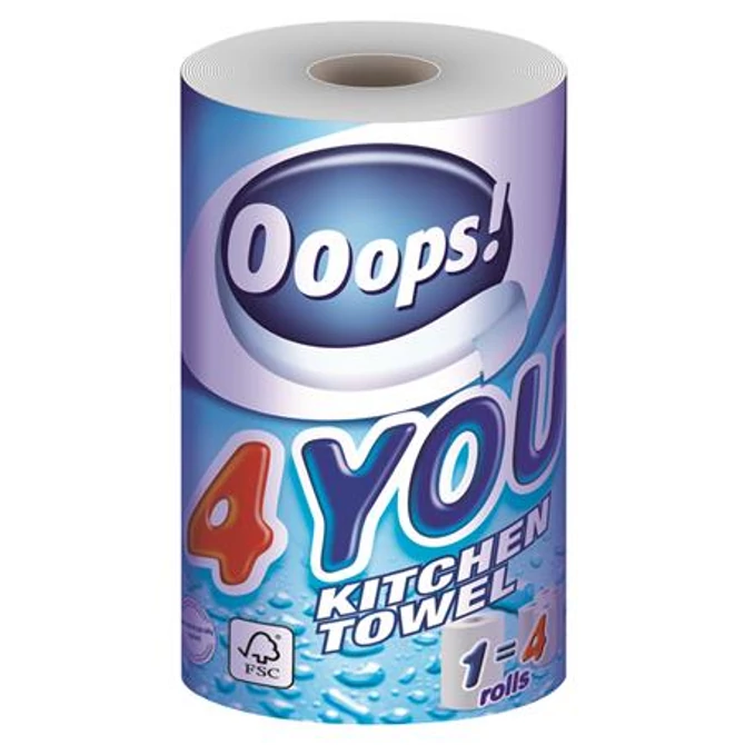 Háztartási papírtörlő, 2 rétegű, 200 lap, tekercses, OOOPS 