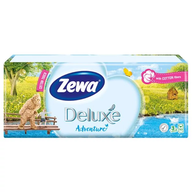 Papír zsebkendő, 3 rétegű, 10x10db, ZEWA 