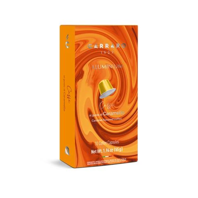 Kávékapszula, Nespresso® kompatibilis, 10 db, CARRARO, karamell