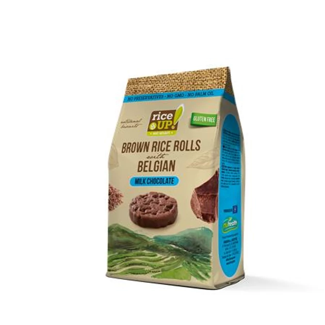 Barnarizs chips, 50 g, RICE UP, tejcsokoládés