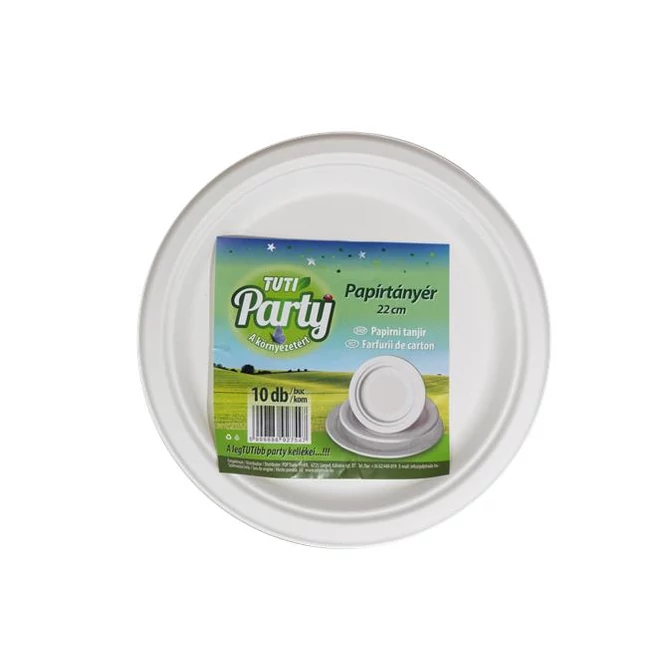 Papírtányér, kerek, 22 cm, 10 db, TUTI 