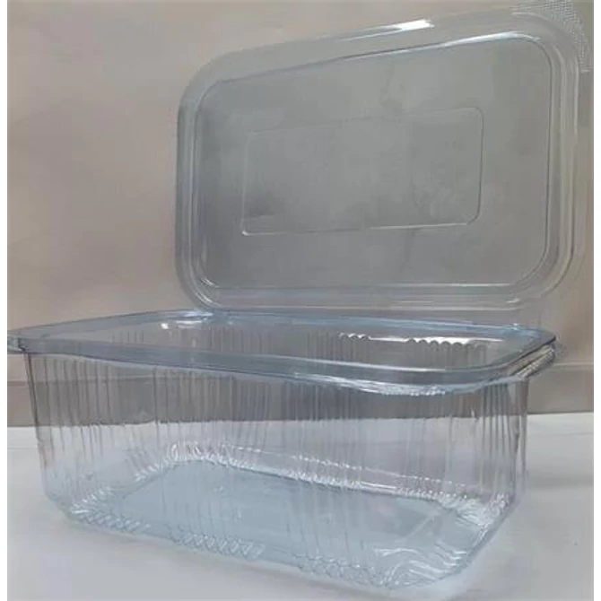 Ételtároló doboz, egybefedeles, újrahasznosított műanyag, szögletes, 750 ml, 100 db, 