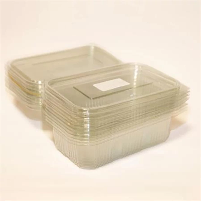 Ételtároló doboz, egybefedeles, újrahasznosított műanyag, szögletes, 1000 ml, 100 db, 