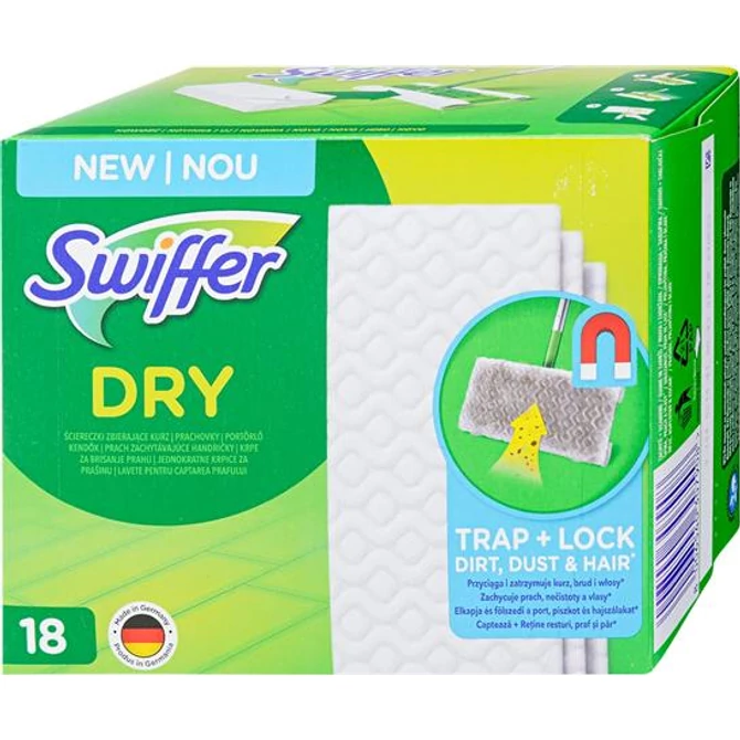 Száraz padlótörlő kendő, utántöltő, 18 db, SWIFFER 