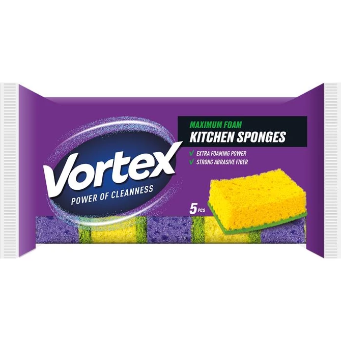 Mosogatószivacs, 5 db, VORTEX