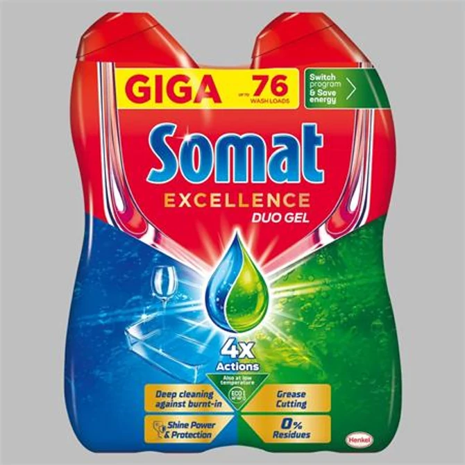 Mosogatógép mosogatógél, duo, 2x684 ml, SOMAT 