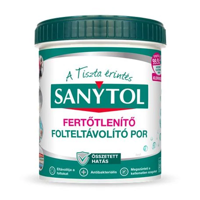 Folteltávolító- és fertőtlenítő por, 450 g, SANYTOL fehér ruhákhoz