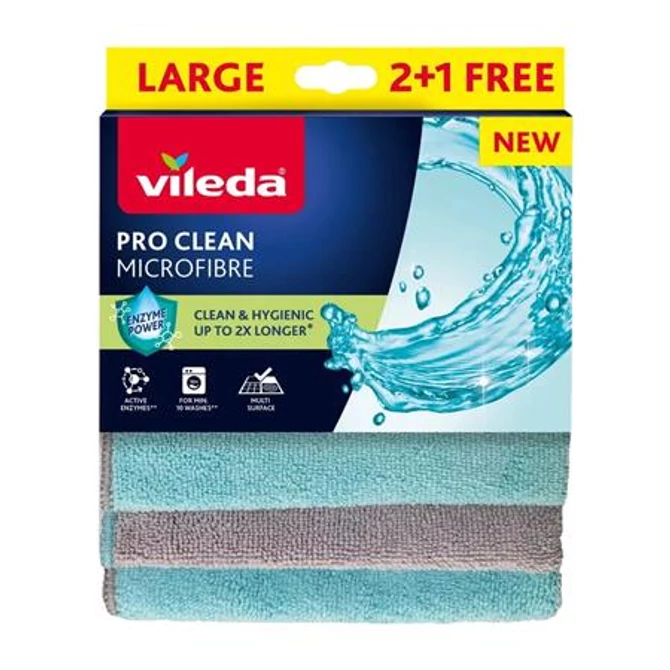 Törlőkendő, mikroszálas, 2+1 db, VILEDA 