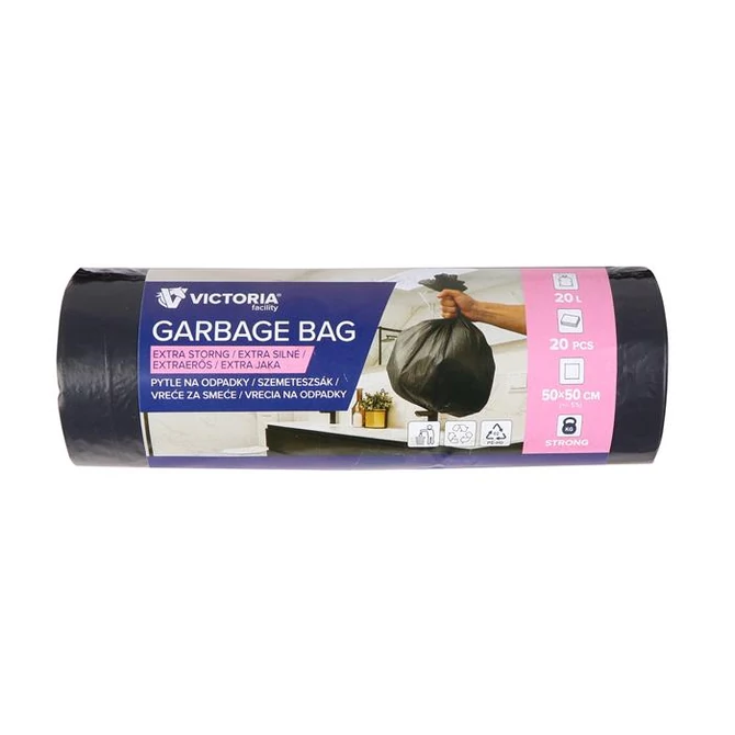 Szemeteszsák, extra erős, 20 l, 20 db, 50x50 cm, VICTORIA FACILITY