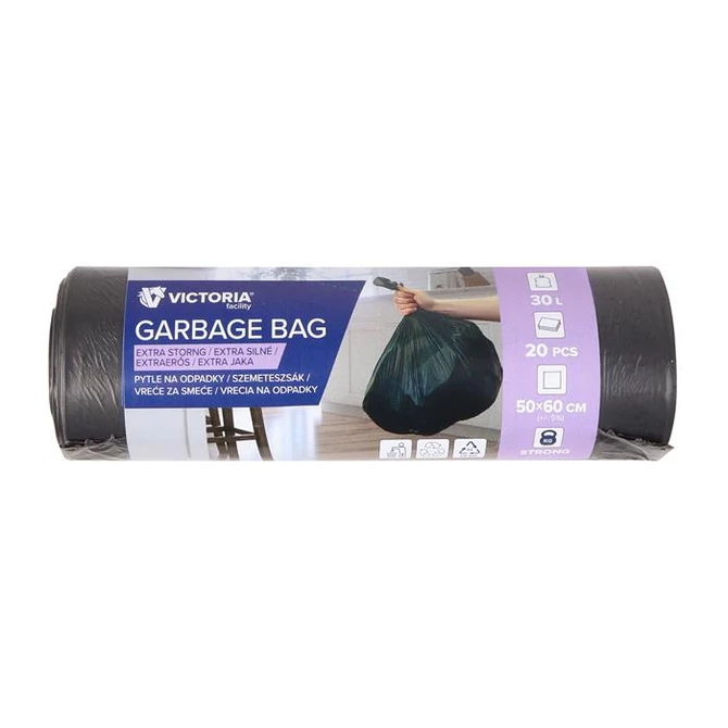 Szemeteszsák, extra erős, 30 l, 20 db, 50x60 cm, VICTORIA FACILITY
