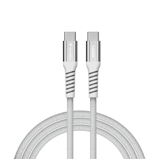 USB kábel, USB-C - USB-C, 1,2 m, 100W, mágneses, VERBATIM, szürke