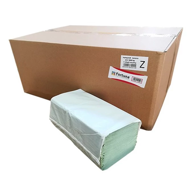 Kéztörlő hajtogatott Z/V FORTUNA 1 rétegű zöld 24x22cm 250lap 20/dob