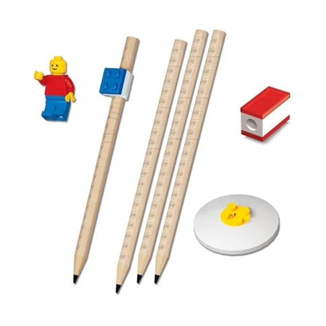 Grafitceruza szett, HB, hegyezővel, radírral, mini figurával, LEGO