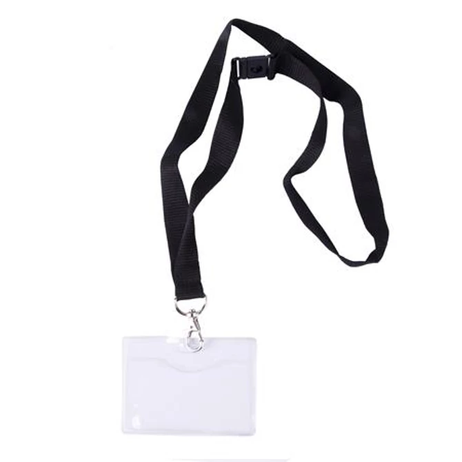 Azonosítókártya tartó, nyakba akasztható, biztonsági csattal, 90x56mm, APLI, 25db/cs