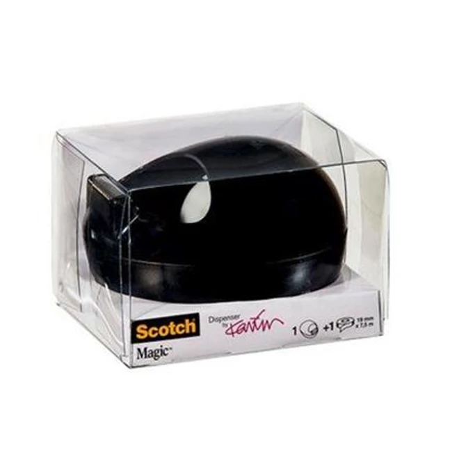 Ragasztószalag-adagoló, asztali, feltöltött, kavics formájú, 3M SCOTCH , fekete