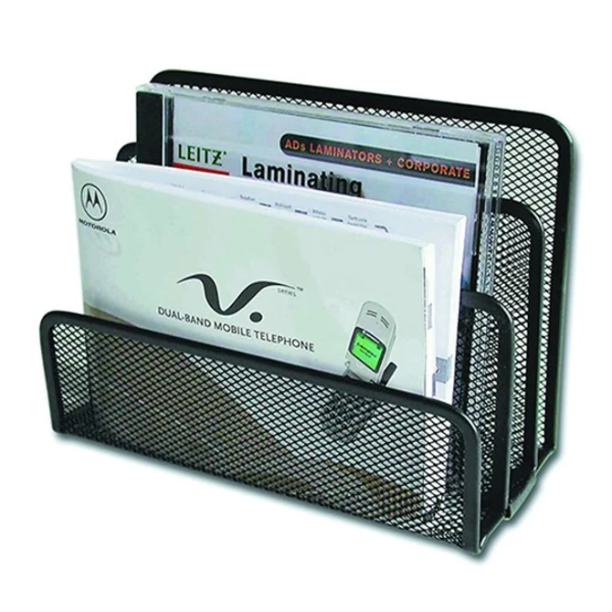 Fémhálós levéltartó 3 rekeszes Fornax, fekete