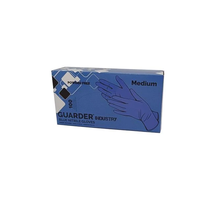 Védőkesztyű, egyszer használatos, nitril, M méret, 100 db, púder nélküli, kék