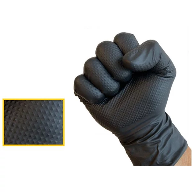 Védőkesztyű, egyszer használatos, nitril, 8,4g, L méret, 100 db, púder nélküli, fekete