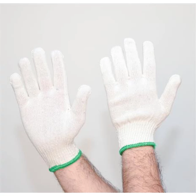 Cérnakesztyű, kevertszálas, L méret, 12 pár, rövid szár, natúr szín