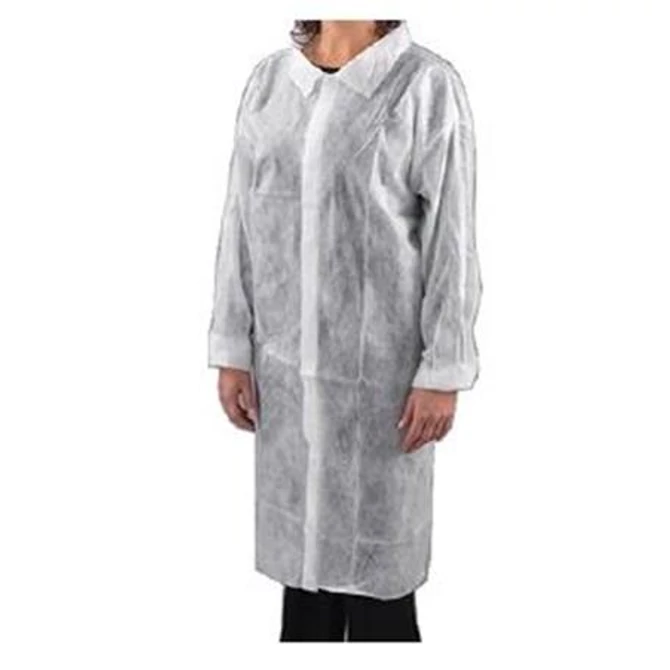 Látogató köpeny, egyszer használatos, tépőzáras, polipropilén, 20g, XL méret, fehér